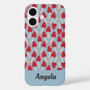 Red Mushroom - Blue iPhone 16 Case