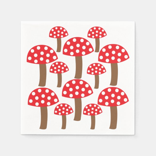 Red Mushroom Botanical  Napkins (Front)