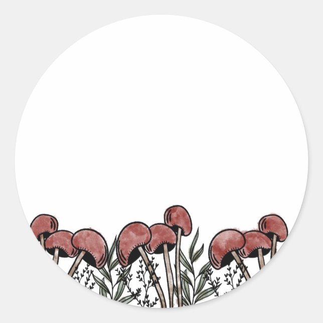 Red Mushroom Caps Classic Round Sticker (Front)