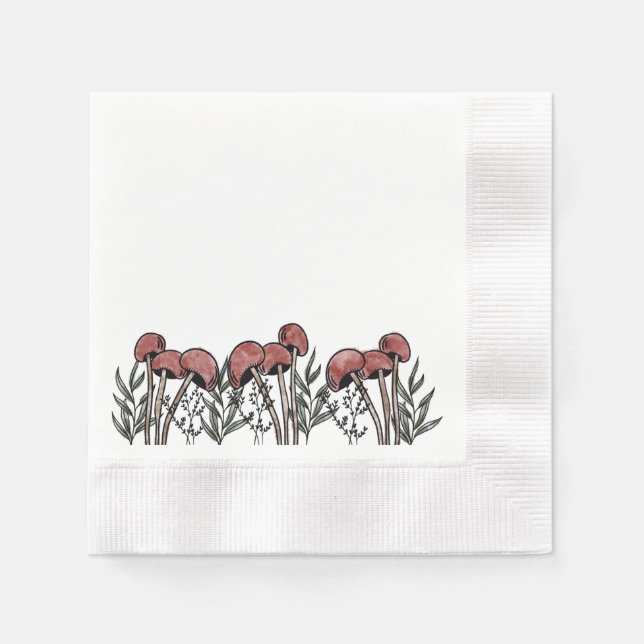 Red Mushroom Caps Napkins (Front)