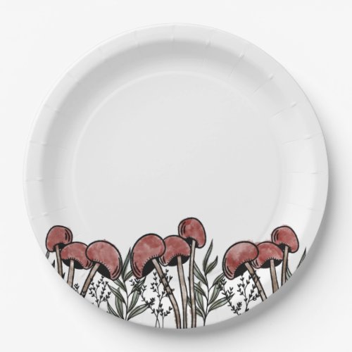 Red Mushroom Caps Paper Plates