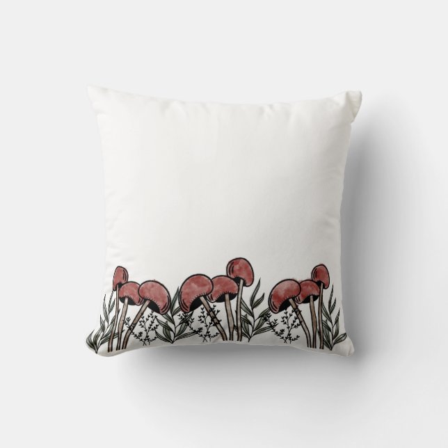 Red Mushroom Caps Throw Pillow (Front)