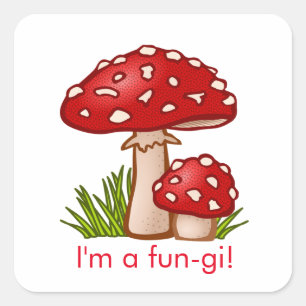 Red Mushroom Cartoon  Square Sticker