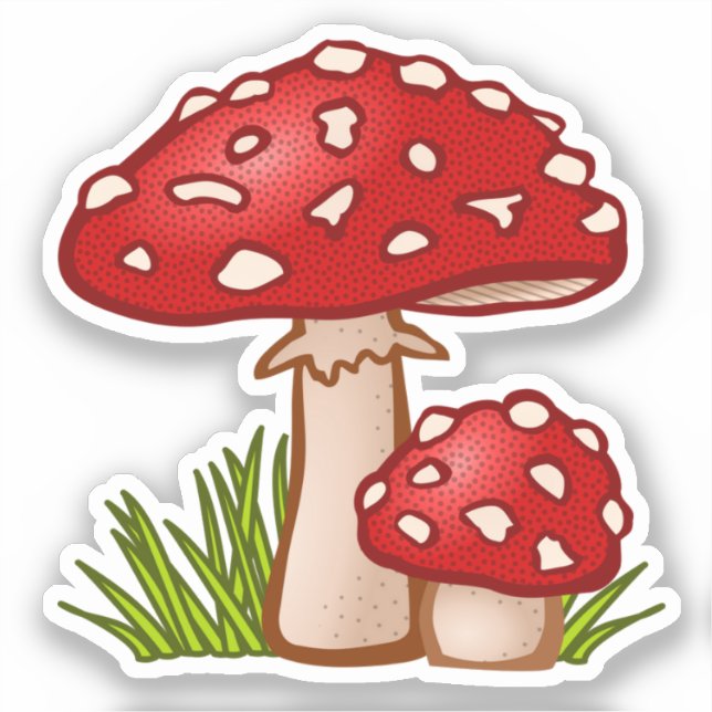 Red Mushroom Cartoon  Sticker (Front)