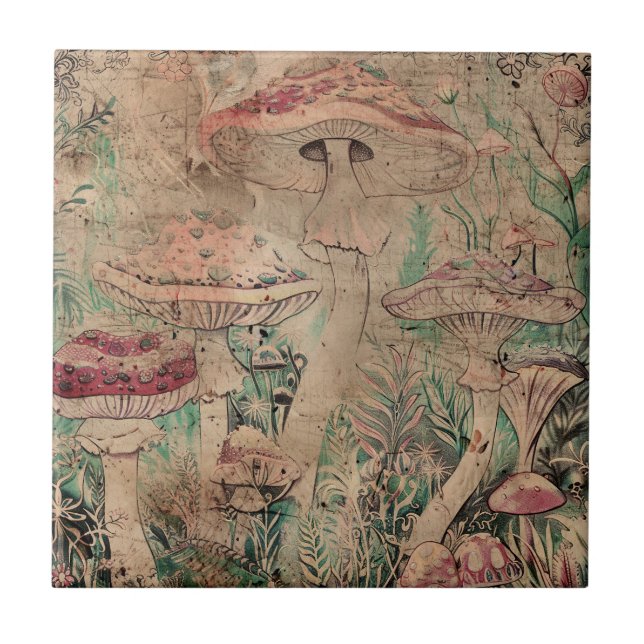 Red Mushroom Ceramic Tile (Front)