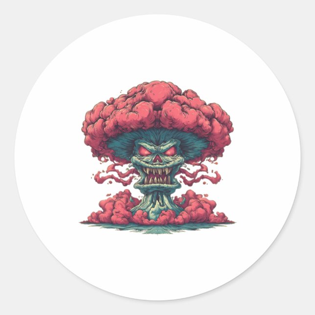 Red Mushroom Cloud Monster Sticker (Front)