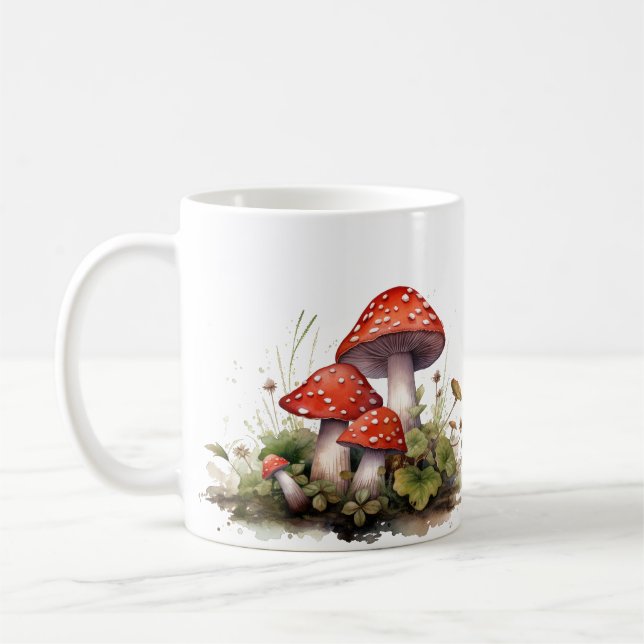 Red Mushroom Coffee Mug - Nature Inspired (Left)