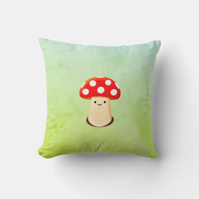 Red Mushroom Custom Throw Pillow (Front)