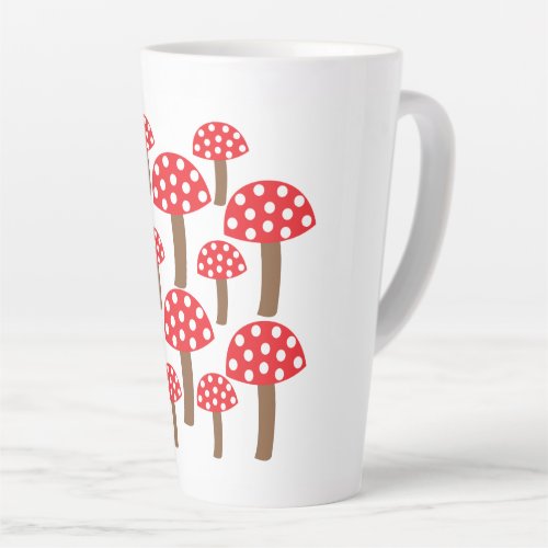 Red Mushroom Cute Botanical Pattern Latte Mug