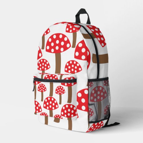Red Mushroom Cute Botanical Pattern Printed Backpack
