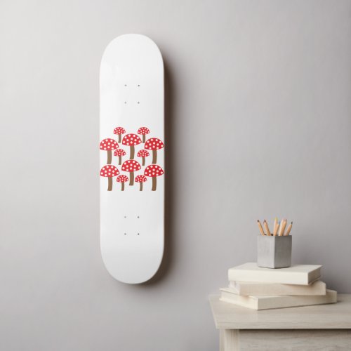 Red Mushroom Cute Botanical Pattern Skateboard