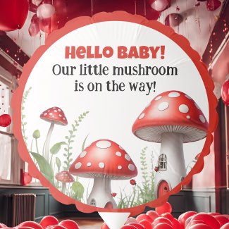 Red Mushroom Fungi Woodland Baby Shower