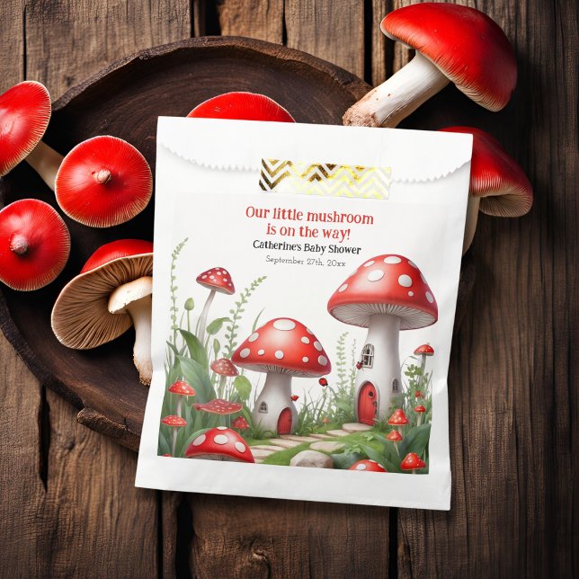 Red Mushroom Fungi Woodland Baby Shower Favor Bag (Creator Uploaded)
