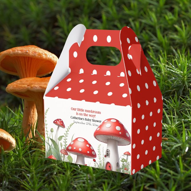 Red Mushroom Fungi Woodland Baby Shower Favor Boxes (Creator Uploaded)