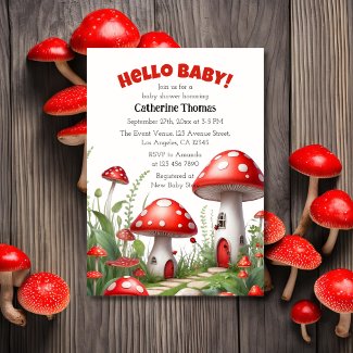 Red Mushroom Fungi Woodland Baby Shower