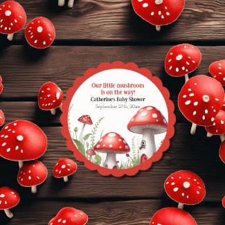 Red Mushroom Fungi Woodland Baby Shower
