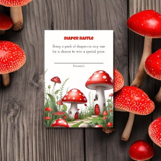 Red Mushroom Fungi Woodland Diaper Raffle