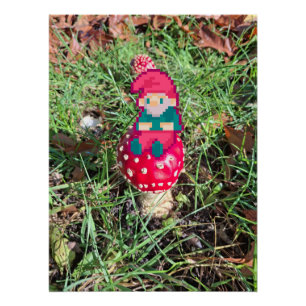 Red mushroom, gnoom pixelart, Pixel Art  Poster