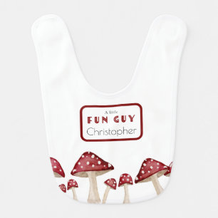 Red Mushroom Little Fun Guy Baby Shower Gift Bib