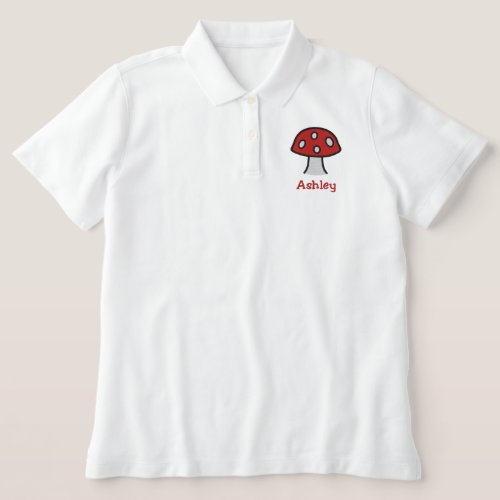 Red Mushroom Name Embroidered Polo Shirt