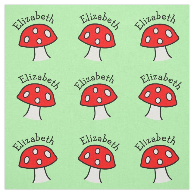 Red Mushroom Name Fabric (Swatch)