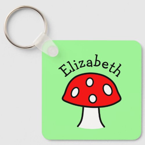 Red Mushroom Name Keychain