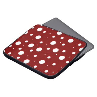 Red mushroom pattern, asymetric white polka dots computer sleeve