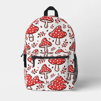 Red Mushroom Pattern Backpack Nature & Cottagecore