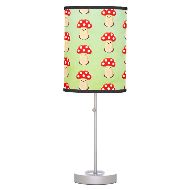 Red Mushroom Pattern Custom Table Lamp (Front)