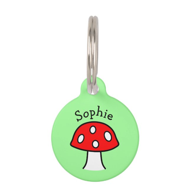 Red Mushroom Pet Tag (Front)