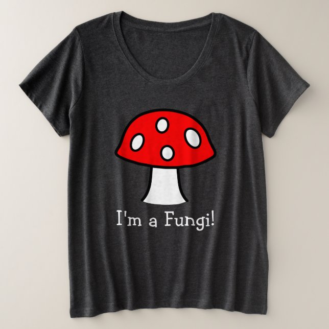 Red Mushroom Plus Size T-Shirt (Design Front)