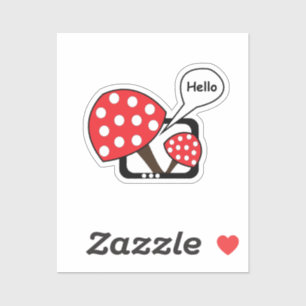 Red Mushroom Saying Hello From Television Sticker