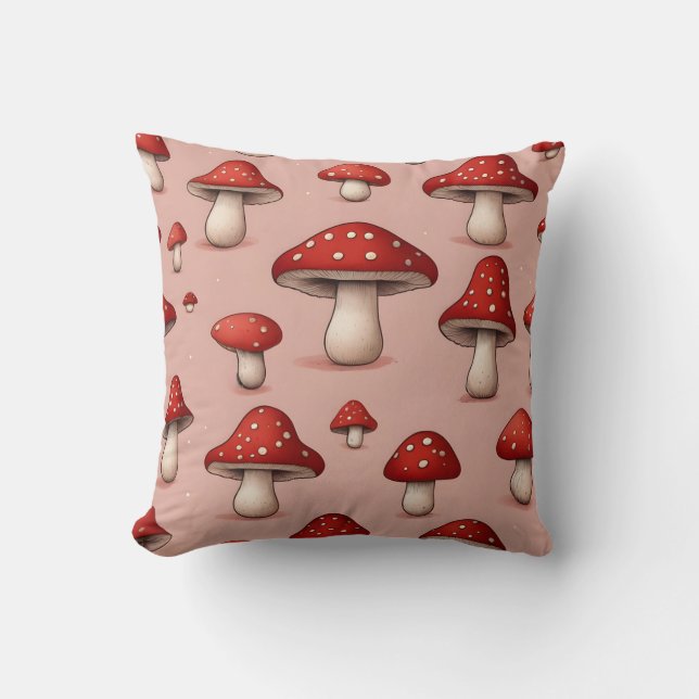 red mushroom throw pillow (Front)