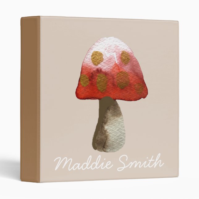 Red Mushroom Toadstool magic 3 Ring Binder (Front/Spine)
