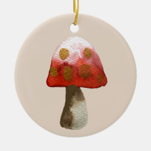 Red mushroom toadstool magic ceramic ornament