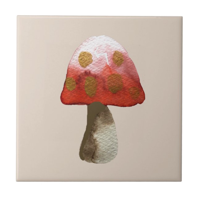 Red Mushroom Toadstool magic Ceramic Tile (Front)