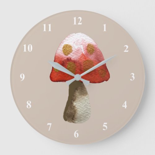 Red mushroom toadstool magic large clock