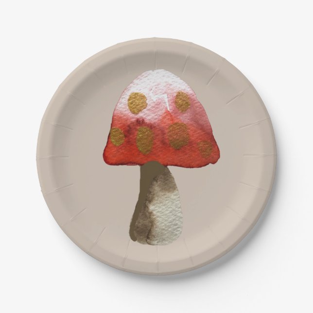 Red Mushroom Toadstool magic Paper Plates (Front)