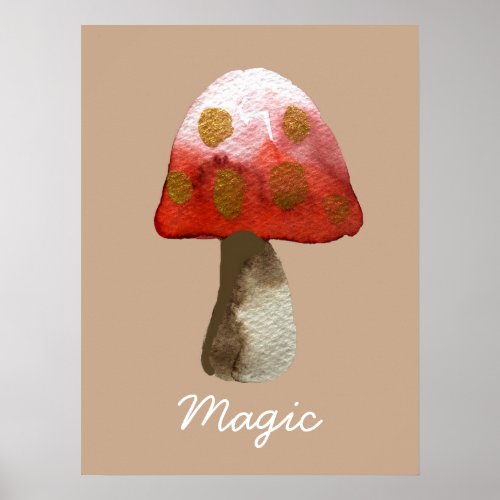 Red Mushroom Toadstool magic Poster