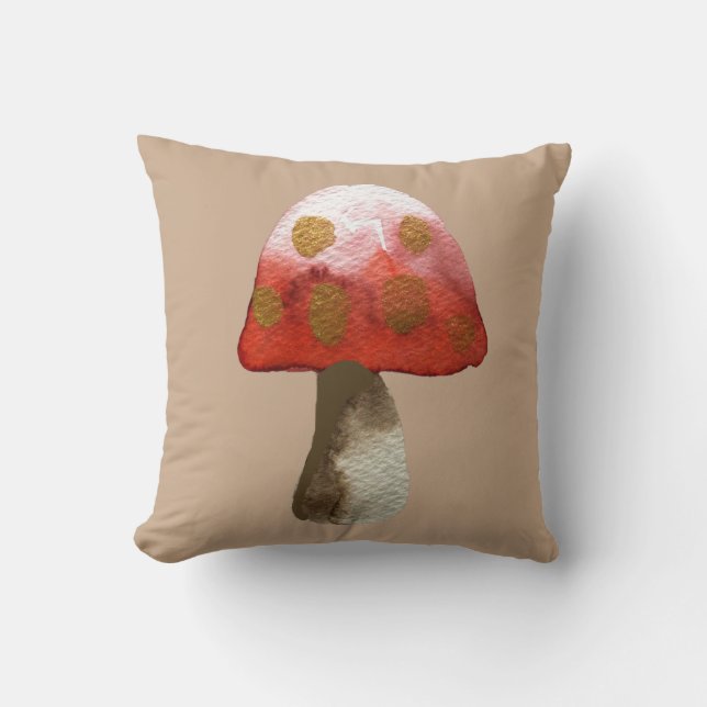 Red Mushroom Toadstool magic Throw Pillow (Front)