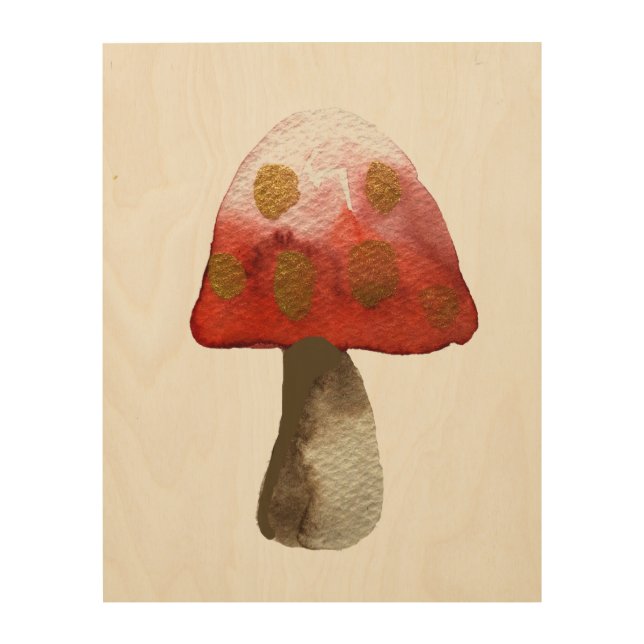Red Mushroom Toadstool magic Wood Wall Art (Front)