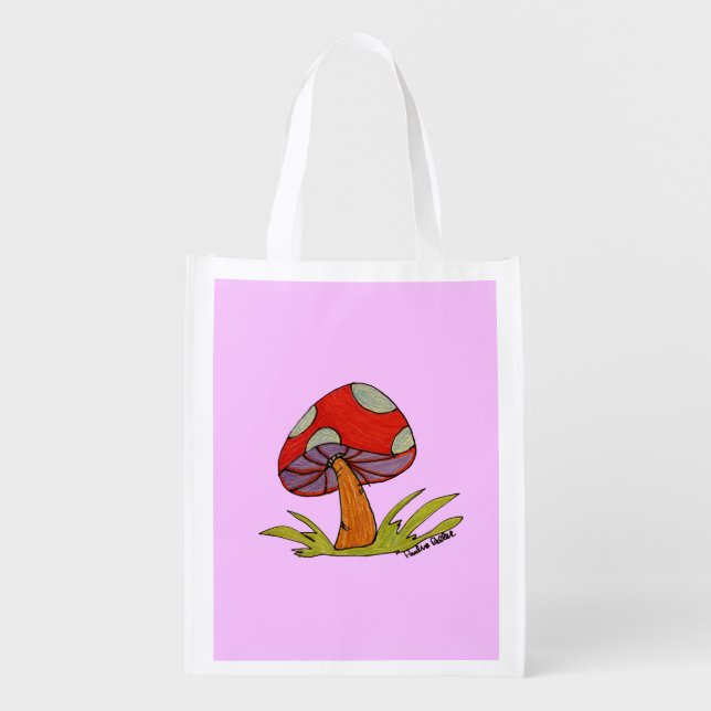 Red Mushroom with light purple background Tote (Front)
