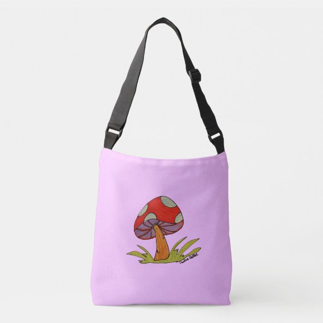 Red Mushroom with light purple background Tote (Front)