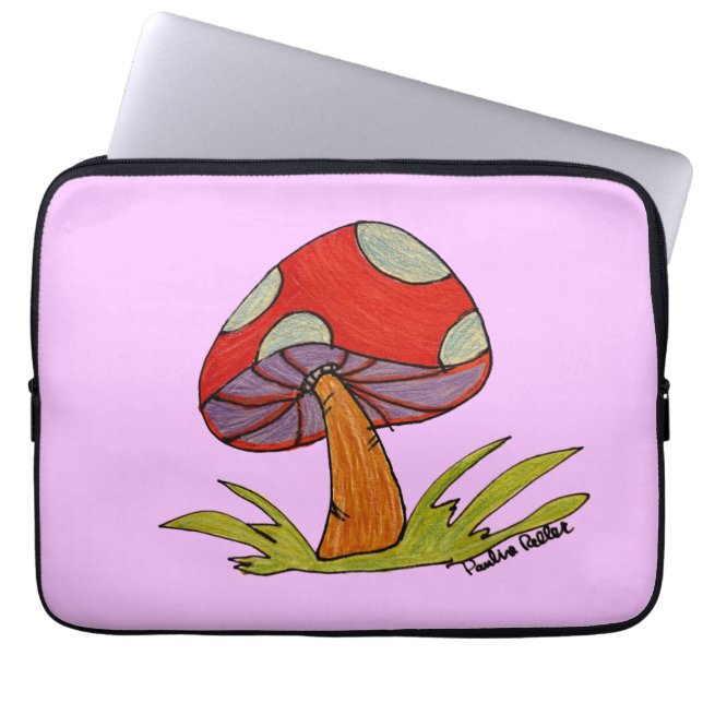 Red Mushroom with purple background Laptop Sleeve (Front)