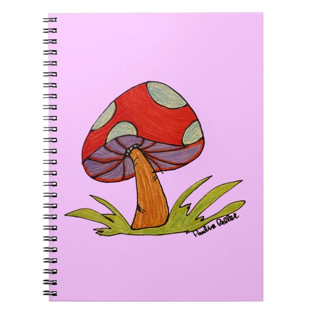 Red Mushroom with purple background Notebook (Front)
