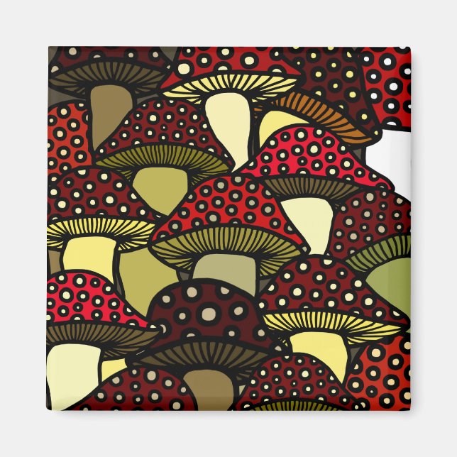 Red Mushrooms Magnet (Front)