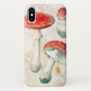 Red mushrooms morel faded distressed background  iPhone x case