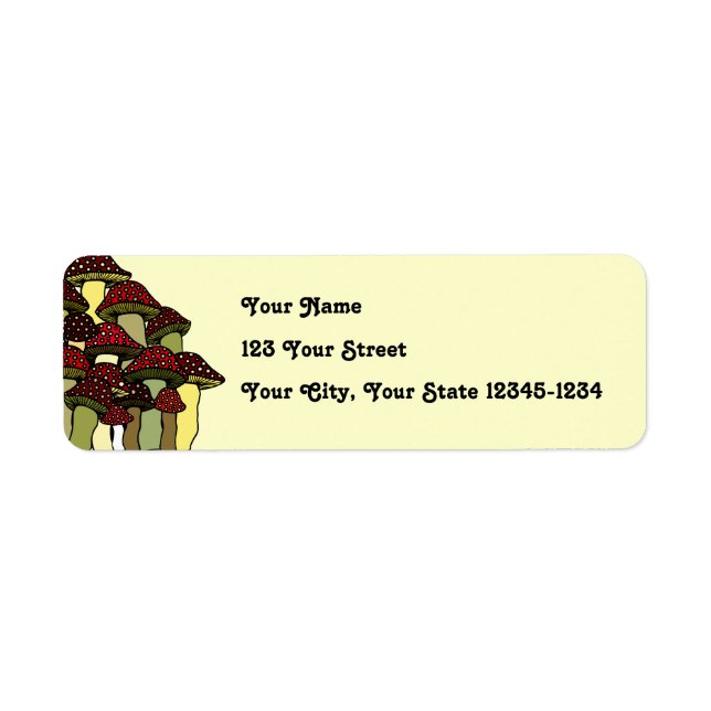 Red Mushrooms Return Address Label (Front)
