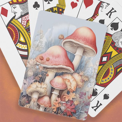 Red Mushrooms Woodland Toadstools Nature Art Playing Cards