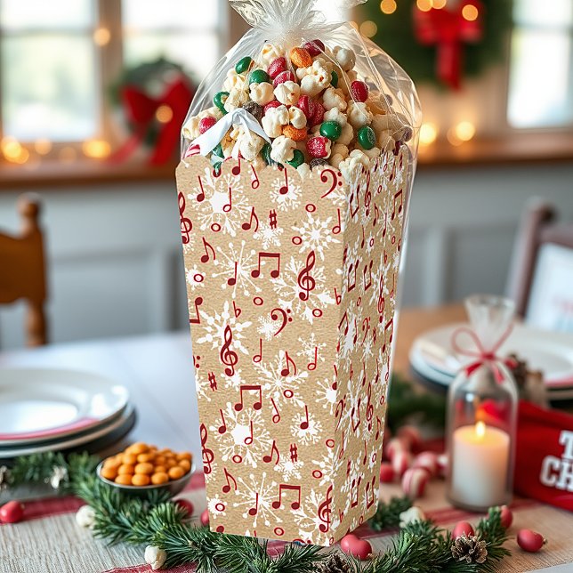 Red music and snow on paper bag look  favor boxes (Creator Uploaded)